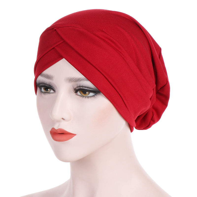 European and American Amazon new stretch cloth forehead cross Indian hat Modal turban hat Chemo hat