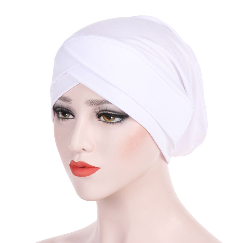European and American Amazon new stretch cloth forehead cross Indian hat Modal turban hat Chemo hat