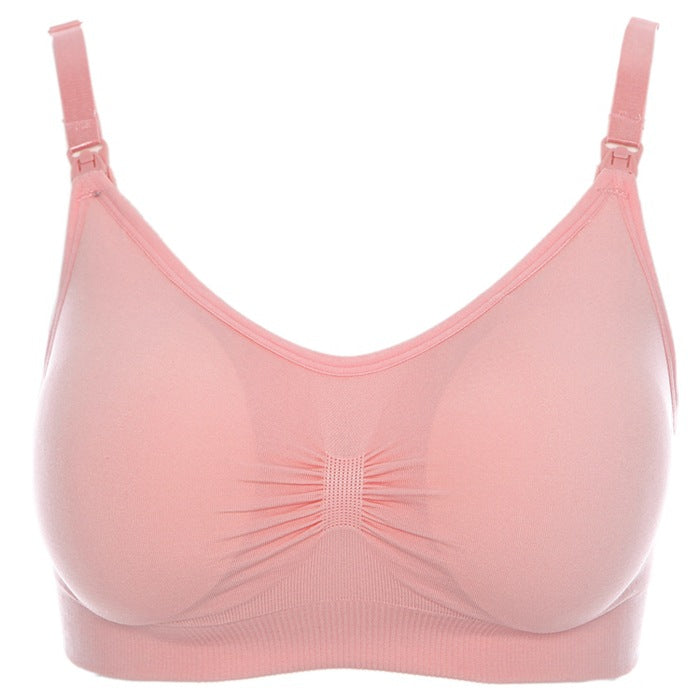 Breast pad type nursing bra with top button, no steel ring, seamless postpartum nursing bra, underwear with breast pad