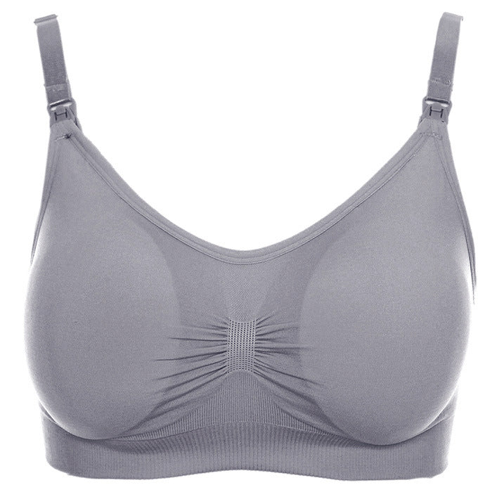 Breast pad type nursing bra with top button, no steel ring, seamless postpartum nursing bra, underwear with breast pad