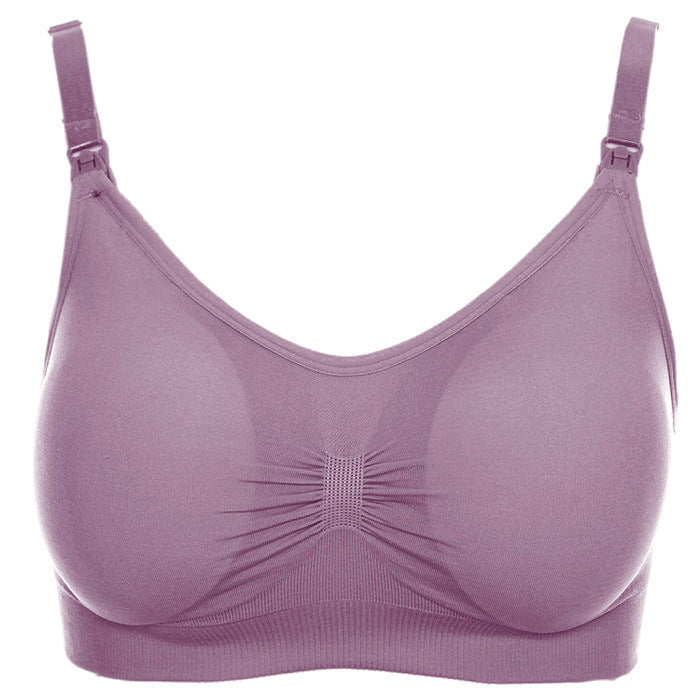 Breast pad type nursing bra with top button, no steel ring, seamless postpartum nursing bra, underwear with breast pad
