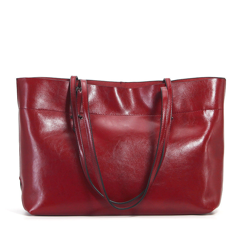 Factory direct sales 2020 new leather handbags fashion oil wax cowhide big bag portable single shoulder bag one drop shipping