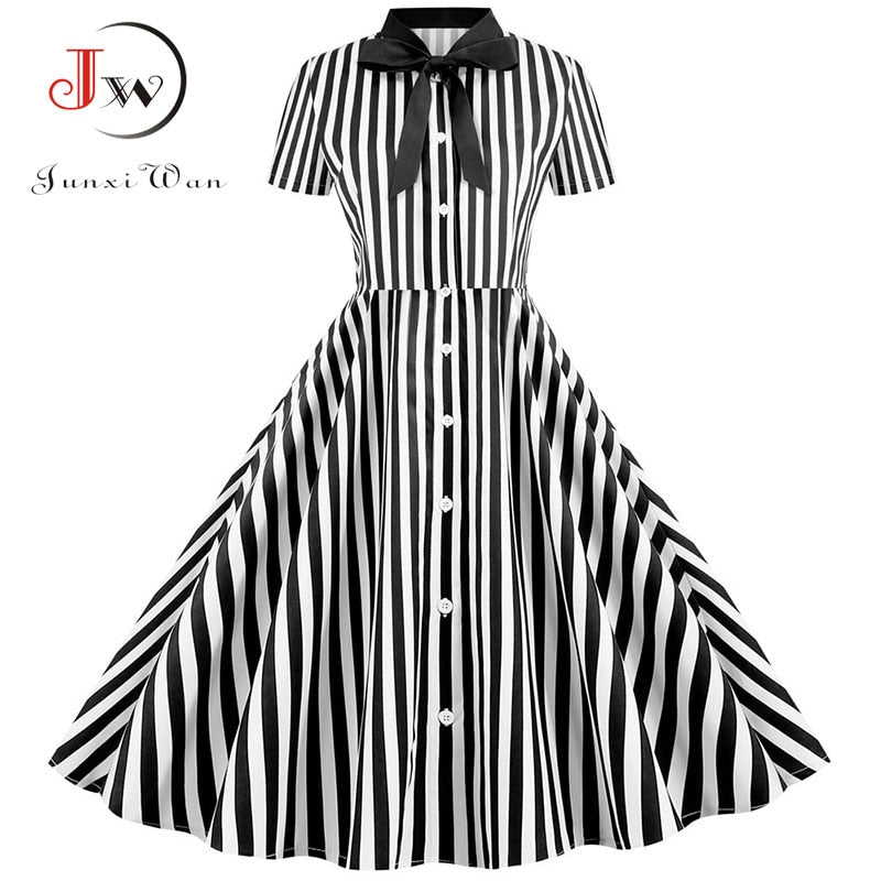 Summer Dress 2022 Women Elegant Vintage Short Sleeve