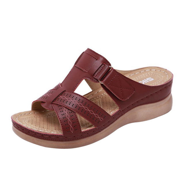 Large size casual sandals female 2019 new European and American solid color thick bottom cross drag women's shoes sandals wish Amazon