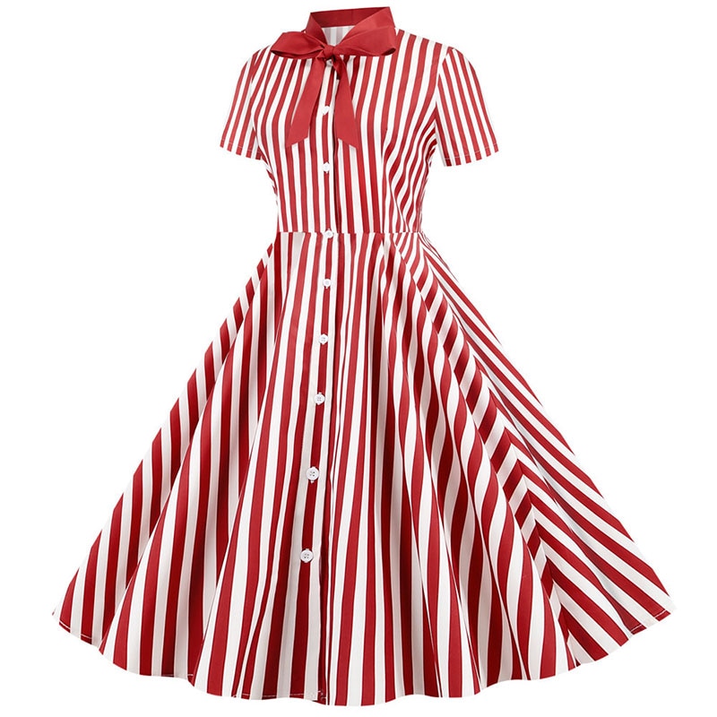Summer Dress 2022 Women Elegant Vintage Short Sleeve