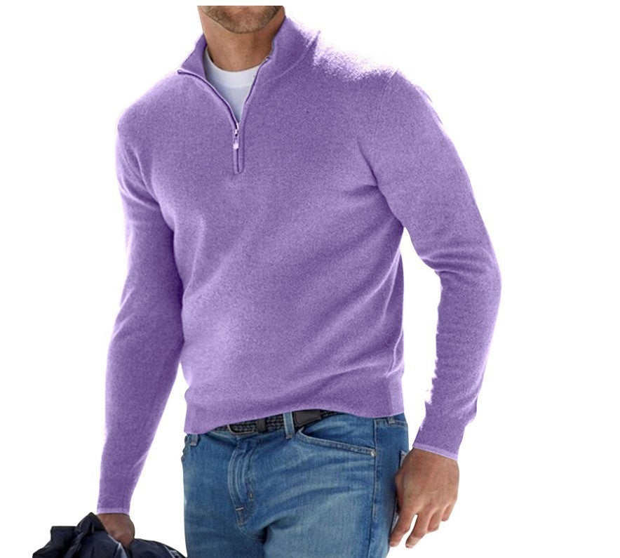 Men's Solid Color Fleece Half Zip Pullover