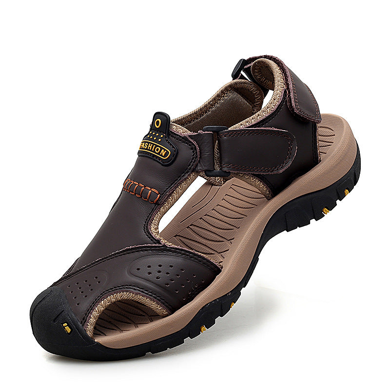 Sandals men's trendy outdoor sports leather toe cap casual shoes large size 2021 new summer breathable men's beach shoes