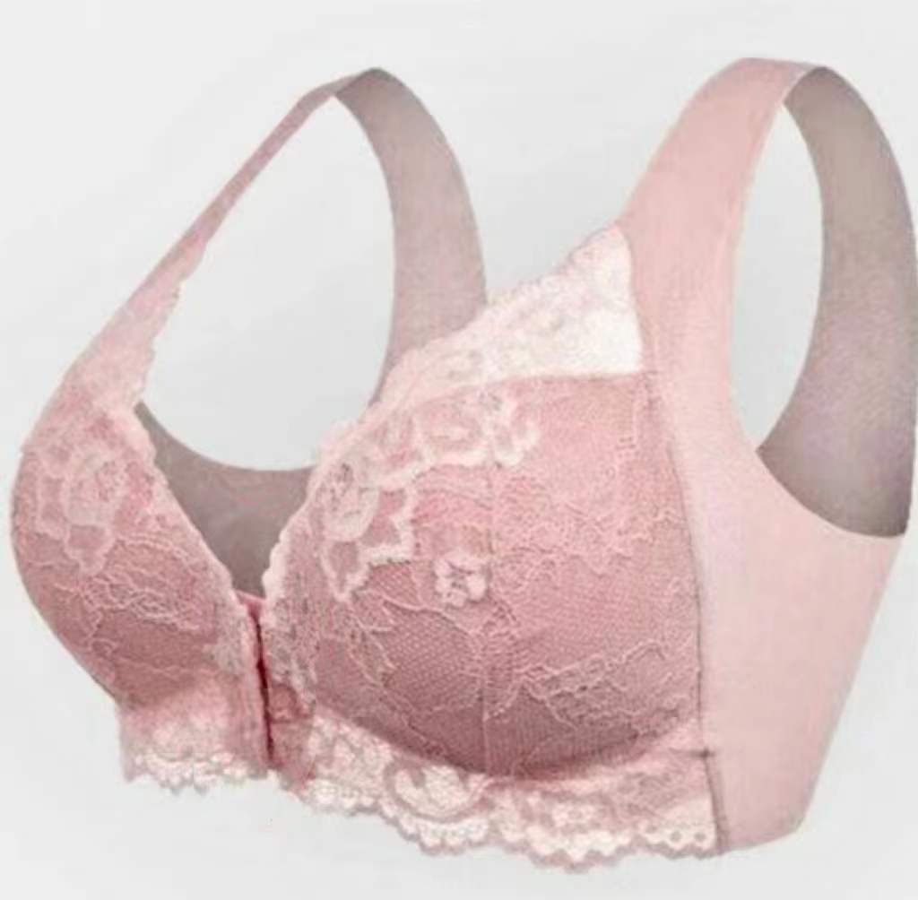 Cross-border large size front button sexy lace bra no steel ring seamless vest beautiful back adjustment ladies underwear wholesale