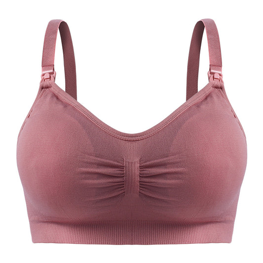 Breast pad type nursing bra with top button, no steel ring, seamless postpartum nursing bra, underwear with breast pad