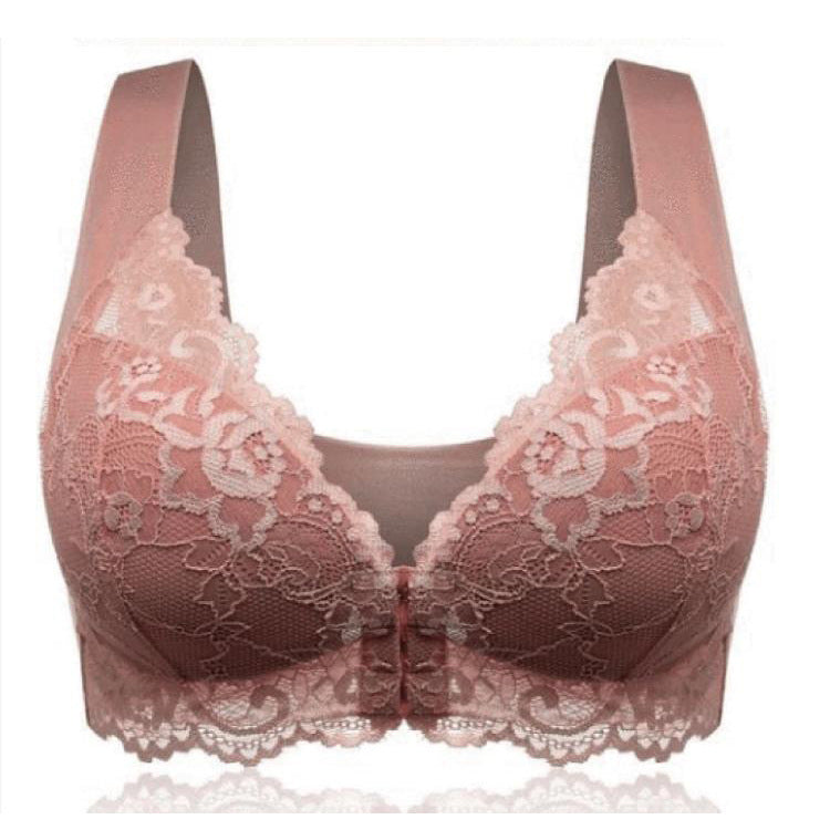 Cross-border large size front button sexy lace bra no steel ring seamless vest beautiful back adjustment ladies underwear wholesale