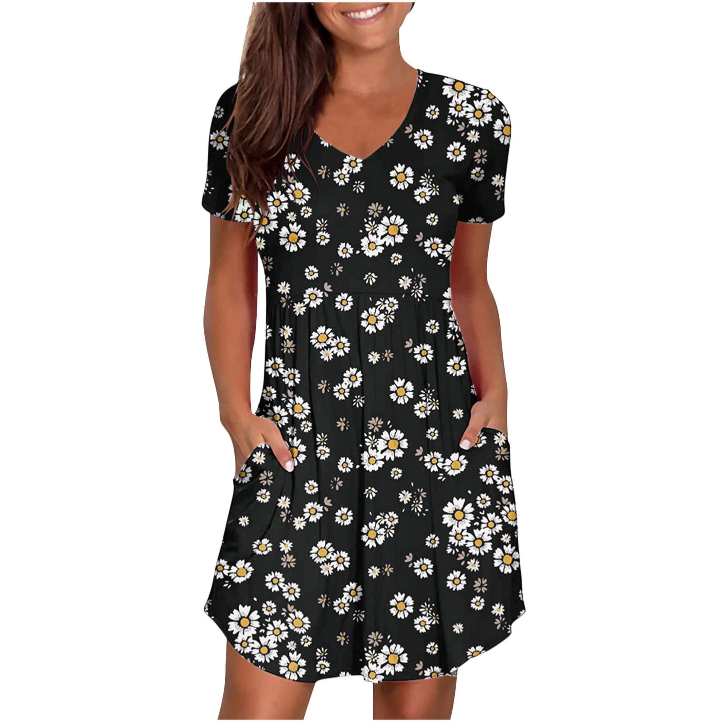 European and American women's new Wish Amazon ebay cross-border V-neck printing fashionable and novel dress spot