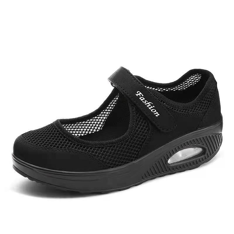 Cross-border autumn new mesh lazy rocking shoes large size casual shoes women's shoes air cushion breathable Velcro single shoes women