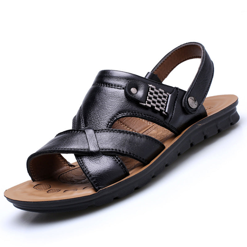 Men's sandals cross-border large size leather beach shoes sandal slippers shoes spot men's sandals