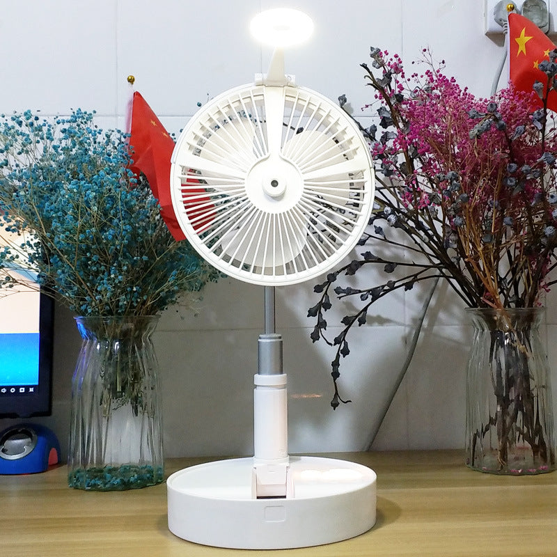 Shaking head telescopic folding fan USB student dormitory desktop LED humidification spray rehydration wireless portable remote control