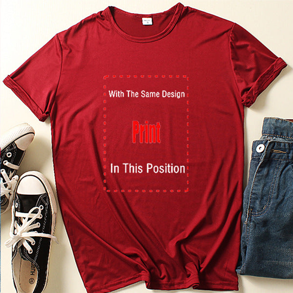 2022 European and American foreign trade new fashion Print English printing round neck loose T-shirt short-sleeved top one piece on behalf of the hair