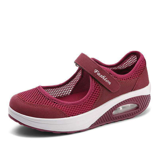 Cross-border autumn new mesh lazy rocking shoes large size casual shoes women's shoes air cushion breathable Velcro single shoes women