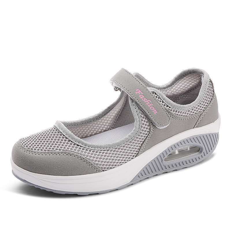 Cross-border autumn new mesh lazy rocking shoes large size casual shoes women's shoes air cushion breathable Velcro single shoes women
