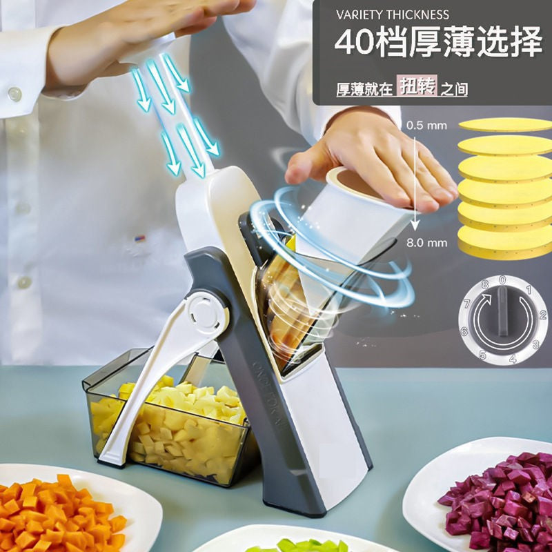 Shaking sound explosion multi-functional vertical press vegetable cutter kitchen french fries shredding artifact potato radish diced vegetable cutter