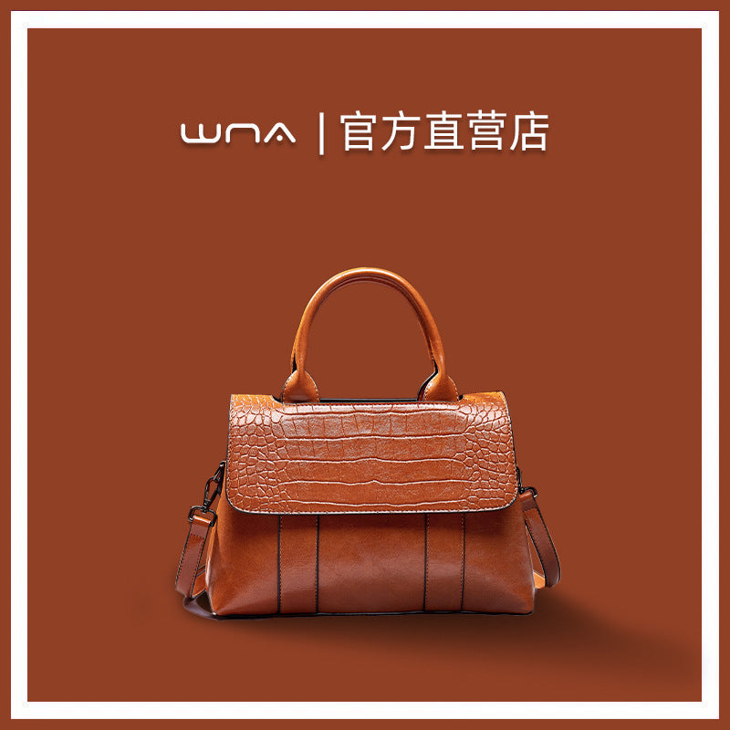 Leather broadband handbags 2021 new atmospheric handbags fashion large-capacity commuter ladies shoulder messenger bag