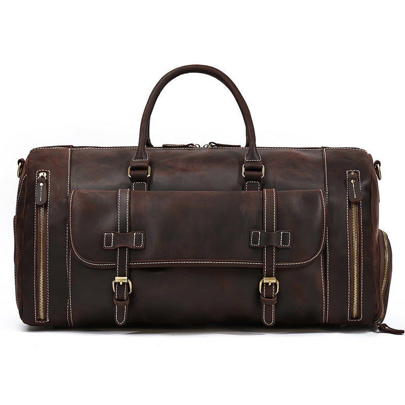 Cross-border European and American Crazy Horse Leather Travel Bag Men's Leather Handbag One Shoulder Diagonal Strap Strap Leather Luggage Bag