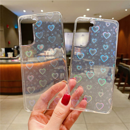 ns wind laser love apple 13 mobile phone shell 12 suitable for iPhone8plus transparent Samsung s21 + glitter S22