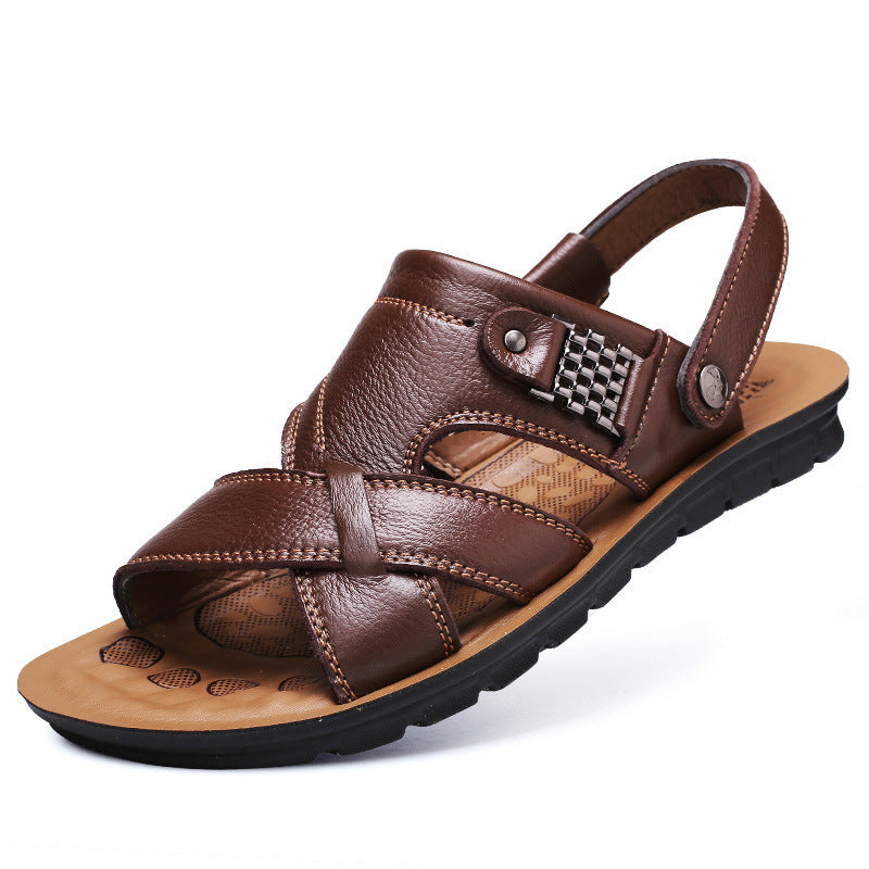 Men's sandals cross-border large size leather beach shoes sandal slippers shoes spot men's sandals
