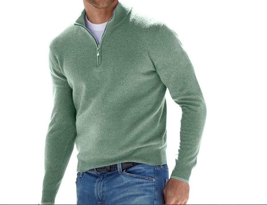 Men's Solid Color Fleece Half Zip Pullover