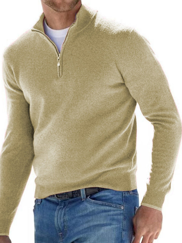 Men's Solid Color Fleece Half Zip Pullover