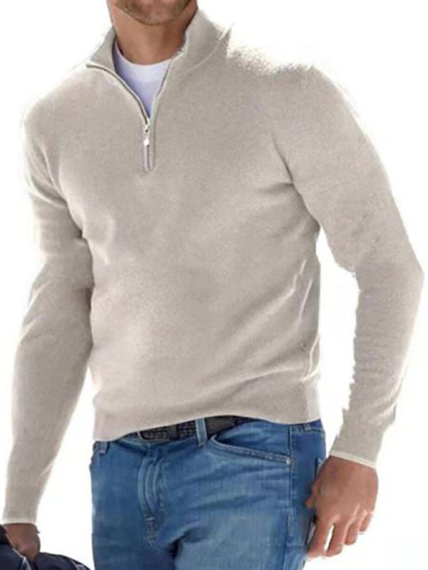 Men's Solid Color Fleece Half Zip Pullover