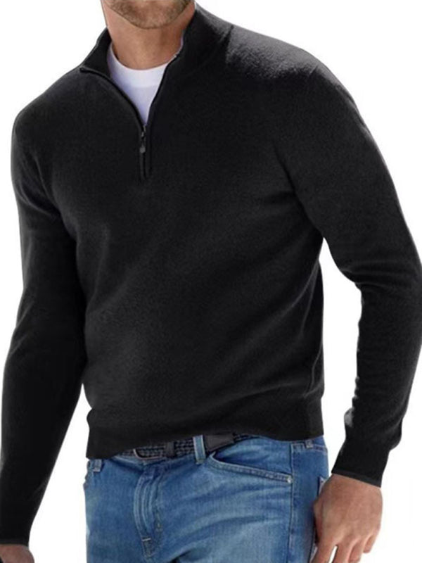 Men's Solid Color Fleece Half Zip Pullover