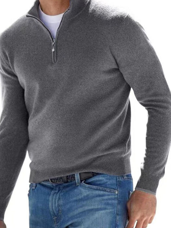 Men's Solid Color Fleece Half Zip Pullover