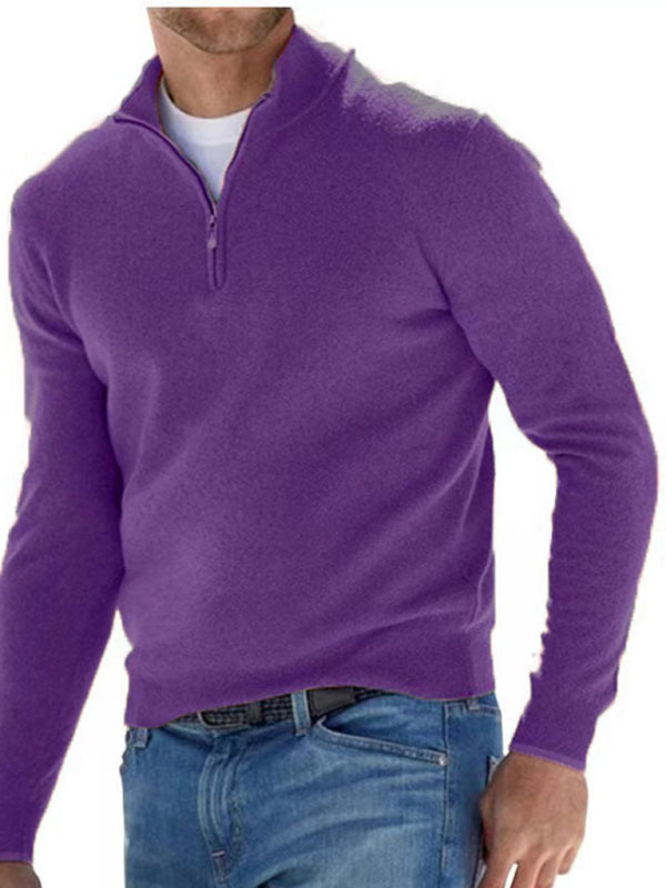 Men's Solid Color Fleece Half Zip Pullover