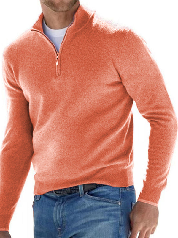 Men's Solid Color Fleece Half Zip Pullover