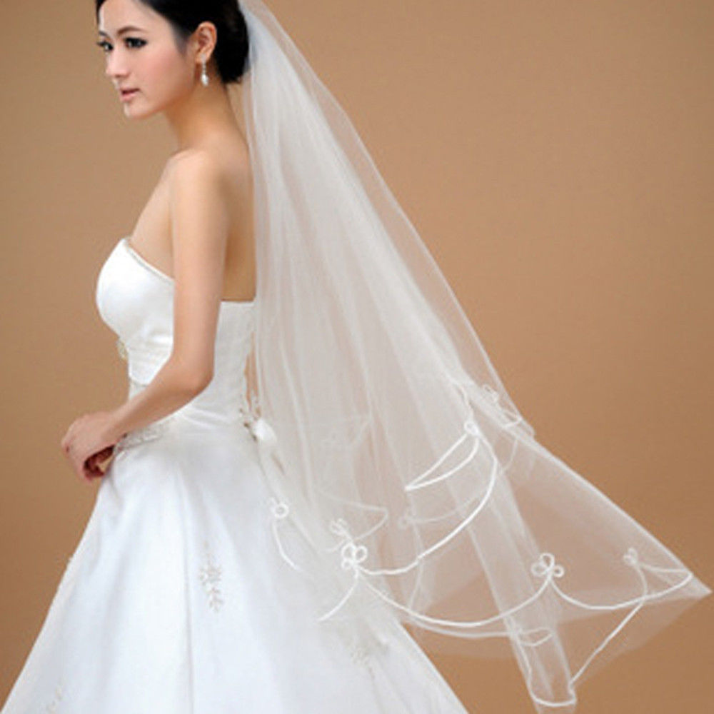 Elegant Bride&#39;s Veil Ribbon Ivory Bridal Bride Wedding New 2021