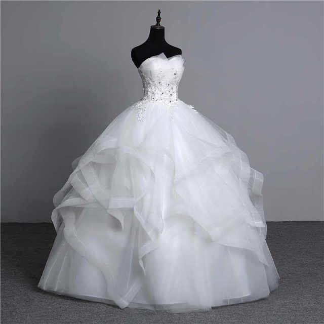 Fashion Classic Real Photo Appliques Vintage White Pearls Wedding Dresses 2021 Vestidos De Noiva Bridal Gown Plus Size Strapless