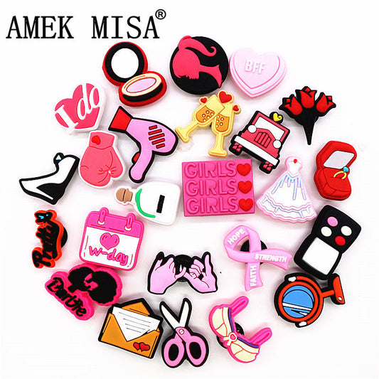 23 Kinds of Fashion Sweet Style Shoe Charms Accessories Cute Girl Series PVC Shoe Decoration for Croc jibz Kids Party X-mas Gift
