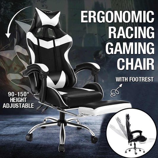 Office WCG Gaming Chair Ergonomic Computer Armchair with Footrest Swivel Lifting Lying Seating Internet Racing Chair PU Leather
