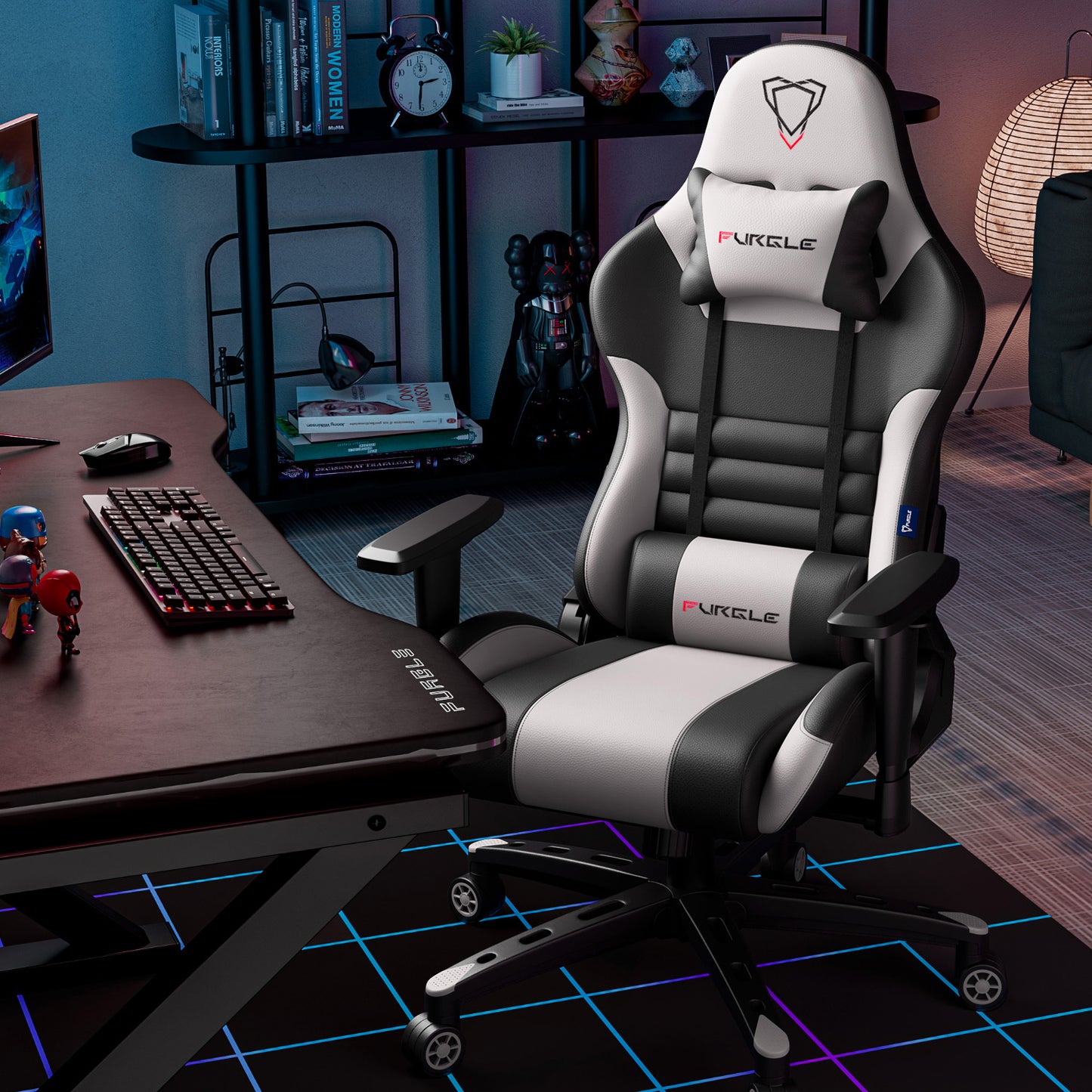 Furgle Carry Gaming Chair Computer Chair Armchair Rocking  Reclining Chair with PU Leather WCG Game Chairs for Office Furniture