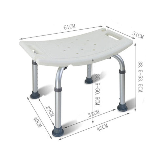 Adjustable Bathroom Chair with Backrest Arm  for Elderly Non Slip Bench Stool Bath Chair Tub Furniture Shower Seat Stool