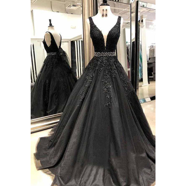 V Neck Wedding Dresses 2021 Light Champagne Floor Length Applique Open Back Tulle A Line Backless Bridal Gowns Vestido De Noiva
