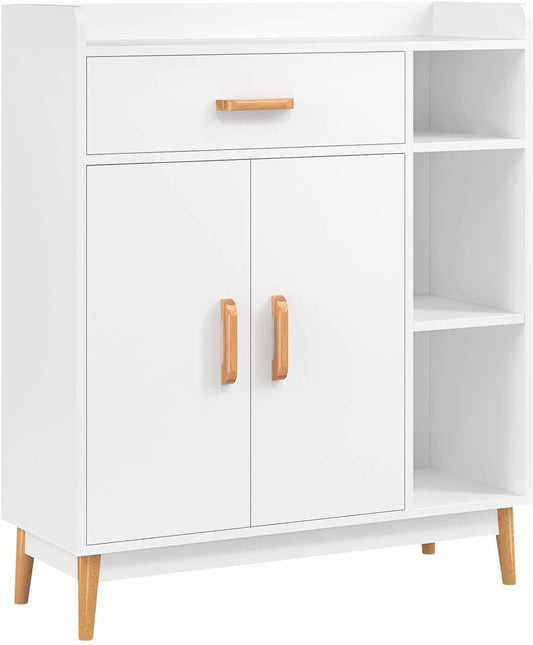 Homfa Scandinavian Shoe Storage Cabinet with Cupboard for Living Room Office Bedroom Entrance (3 Shelves Drawer 2 Doors)
