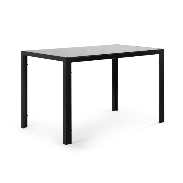 5 Pieces Dining Table Chair Set for 4 Include 1 Tempered Glass Desktop Dining Table + 4 High Backrest Faux Leather Chairs Black