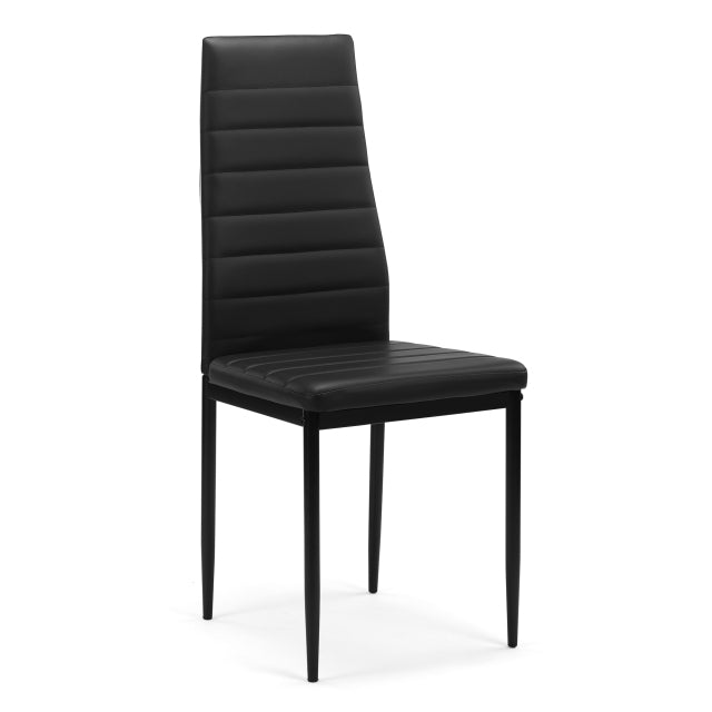 5 Pieces Dining Table Chair Set for 4 Include 1 Tempered Glass Desktop Dining Table + 4 High Backrest Faux Leather Chairs Black