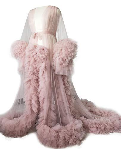 Unique Prom Dresses Custom Made Tulle Maternity Robes Women Photoshoot Evening Gowns Fluffy Tiered Tulle Robe Formal Party Dress