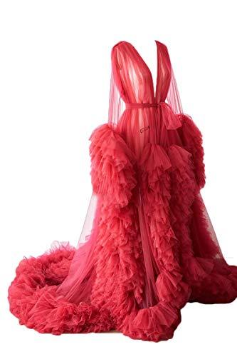 Unique Prom Dresses Custom Made Tulle Maternity Robes Women Photoshoot Evening Gowns Fluffy Tiered Tulle Robe Formal Party Dress