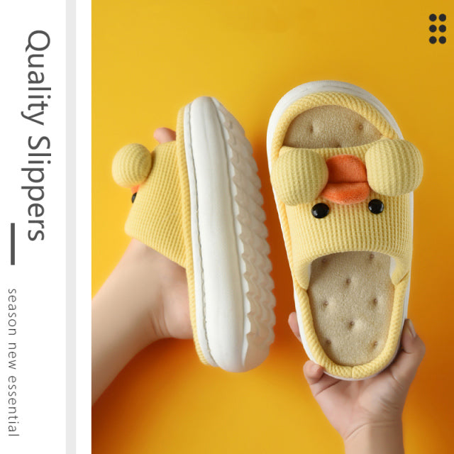 Mo Dou All Senson Designer Slippers Cute Cartoon Lovely Animals Bedroom Cotton Home Shoes Indoor Thick Sole Couples Men Women