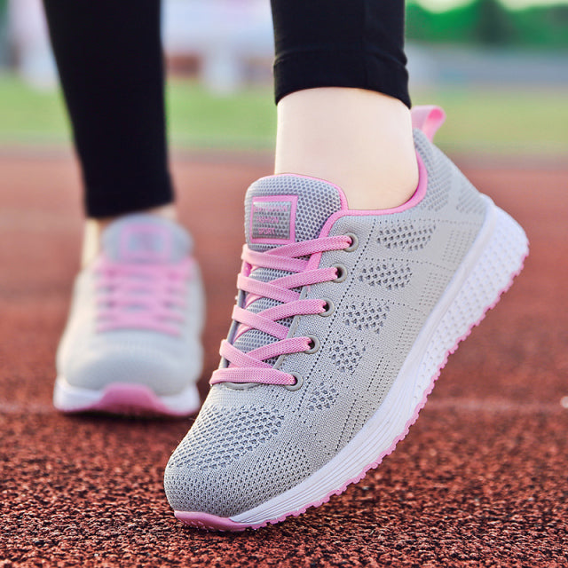 Sneakers Women Shoes Flats Casual Ladies Shoe Woman Lace-Up Mesh Light Breathable Female Zapatillas De Deporte Para Mujer