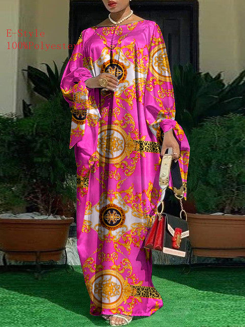 Elegant Kaftan Dress Women Satin Party Dress 2022 VONDA Long Sleeve Bohemian Holiday Summer Sundress Female Casual Vestidos Robe