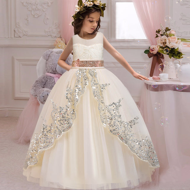 New Girls&#39;Back Hollow Flower Dress Flower Boy High-end Wedding Dress Elegant Girls&#39; Flower-lace Banquet vestidos de fiesta