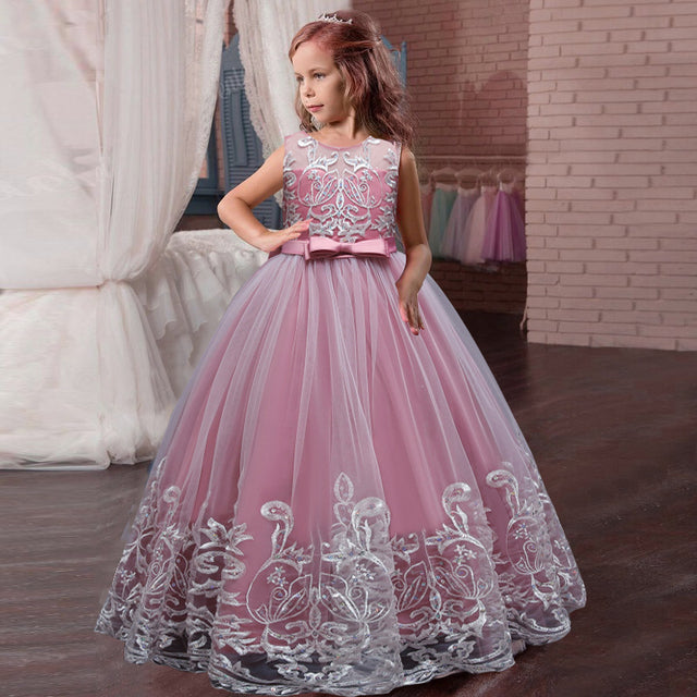 New Girls&#39;Back Hollow Flower Dress Flower Boy High-end Wedding Dress Elegant Girls&#39; Flower-lace Banquet vestidos de fiesta